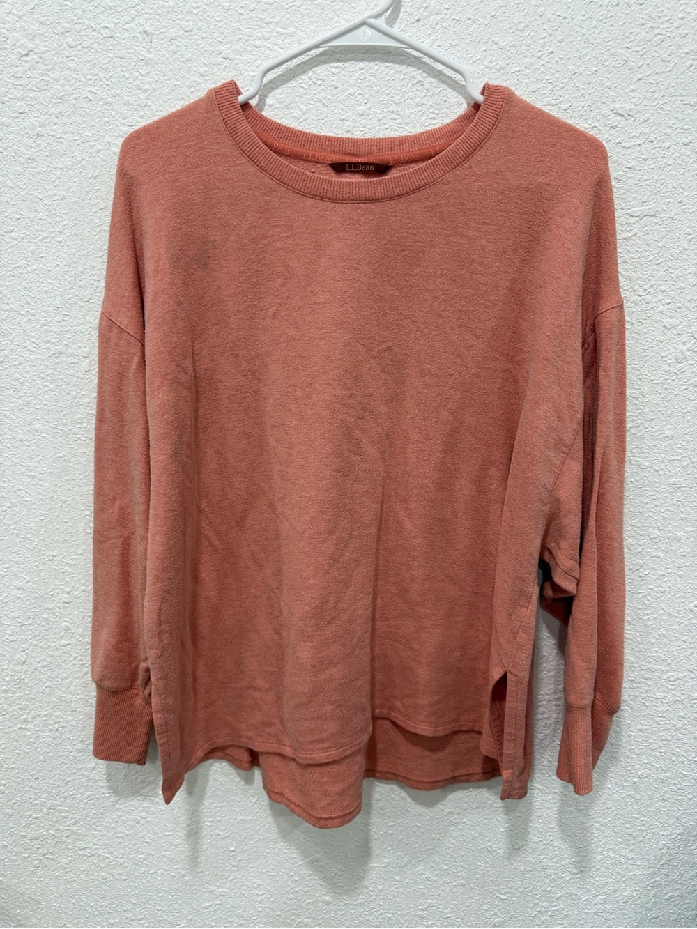L.L. Bean Peach Modal Blend Long Sleeve Lounge Top Size Large Petite